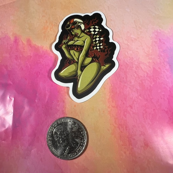 GOUL Sexy Pinup Gorgeous Sticker Retro Vintage BomberGirl Ace Fire Hot Flame - Picture 3 of 4